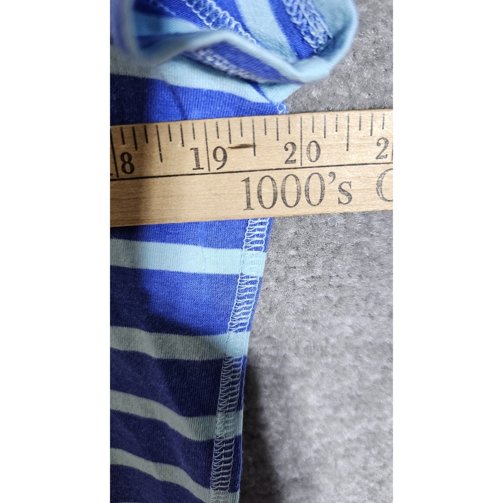 T By Talbots Top Womens Size Large Blue Striped Short Sleeve Open Neck Stretch - Picture 6 of 7